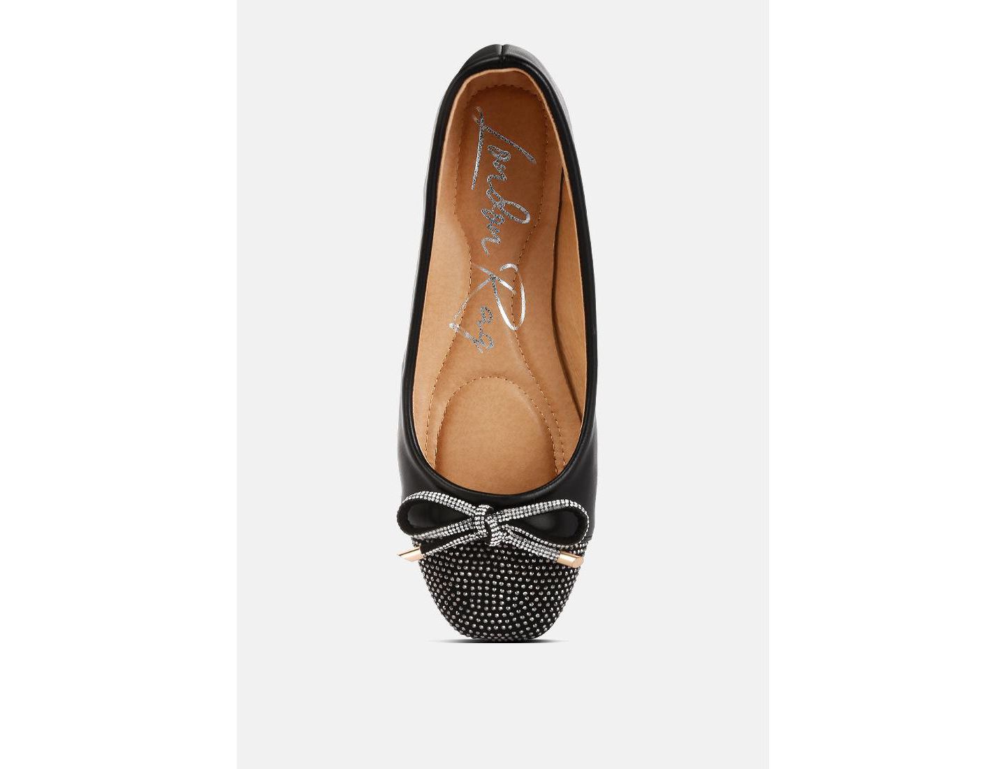 Женские балетки London Rag Rhinestones Embellished Toe Cap Ballerinas, цвет: Чёрный — фото 4