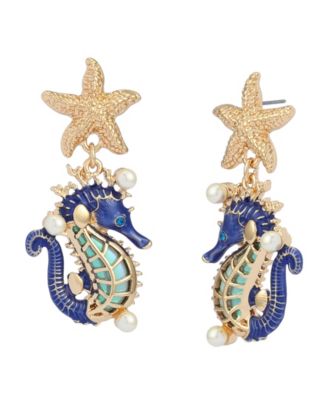 Faux Stone Seahorse Drop Earrings