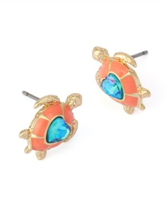Faux Stone Cowabunga Turtle Stud Earrings