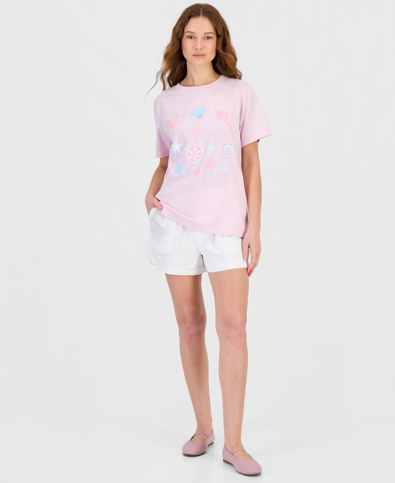 Juniors' Embellished Graphic-Print Short-Sleeve T-Shirt