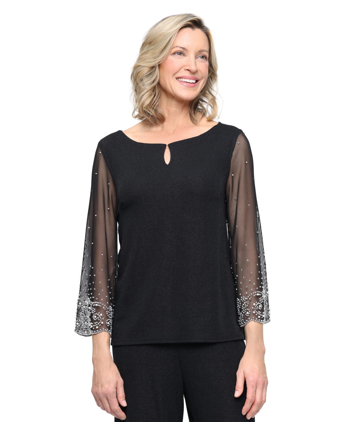 Женские топы Alex Evenings Women's Boat Neck Metallic Knit Top — фото 1