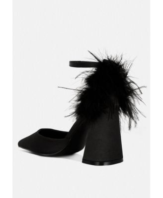Womens palmetta fur detail block heel sandals