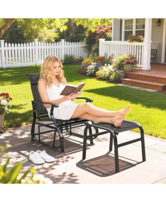 Outdoor Glider with Ottoman, High Back Patio Glider Set