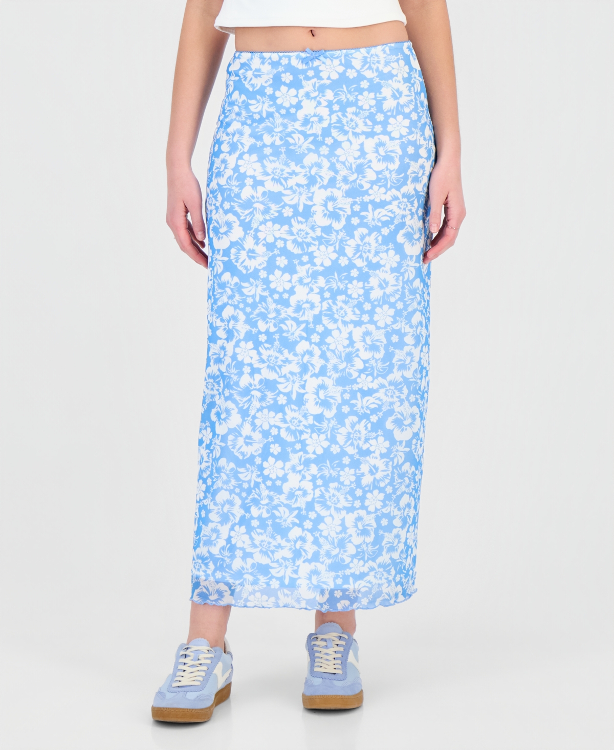 Hippie Rose Juniors' Printed Mesh Maxi Skirt
