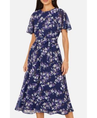 Women's Blossom Print Midi Skater Dress