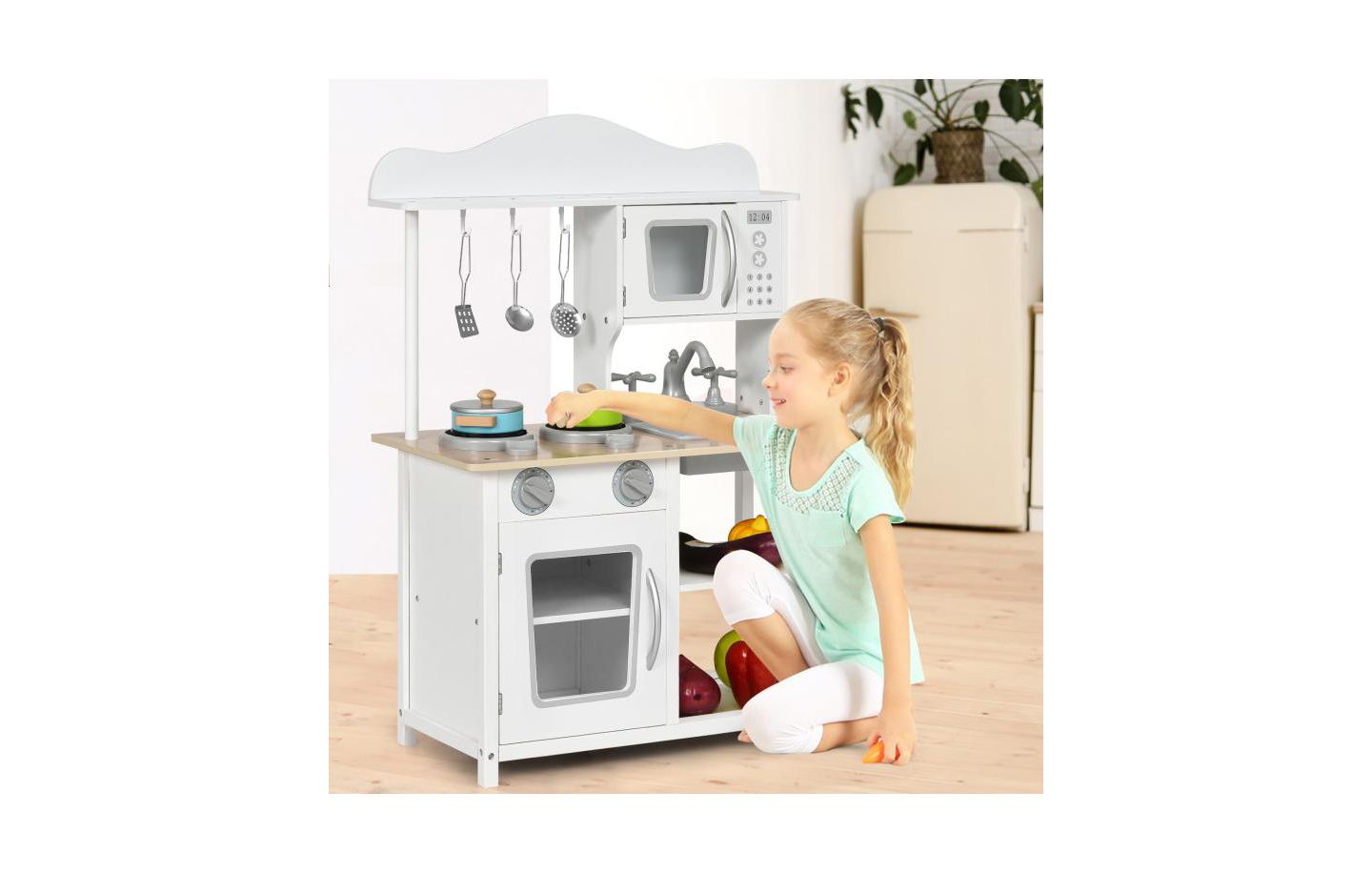 Детские игрушки Slickblue Sound and Light Kitchen Set with Accessories and Sink, от 3 лет, цвет: Белый — фото 6