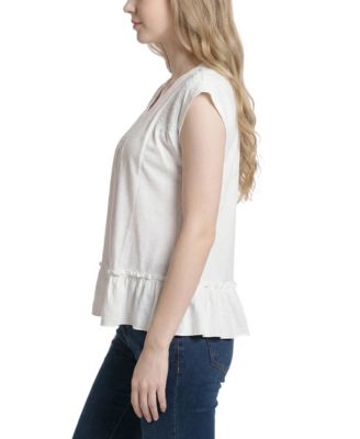 Petite Cap-Sleeve Peasant Top