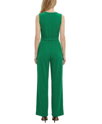 Petite Sleeveless Belted Jumpsuit
