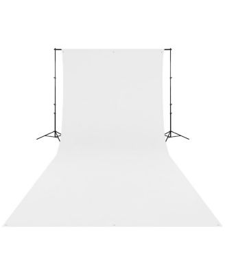 9x20 Feet Wrinkle Resistant Cotton Background, High-Key White - Bundle With Flashpoint 10' Background Support System