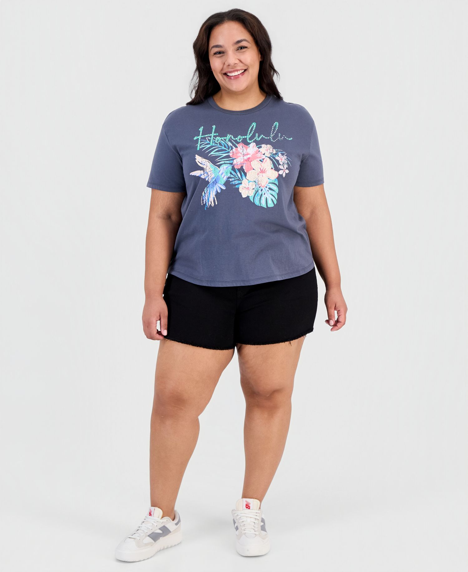 Trendy Plus Honolulu Rhinestone Printed-Graphic Tee