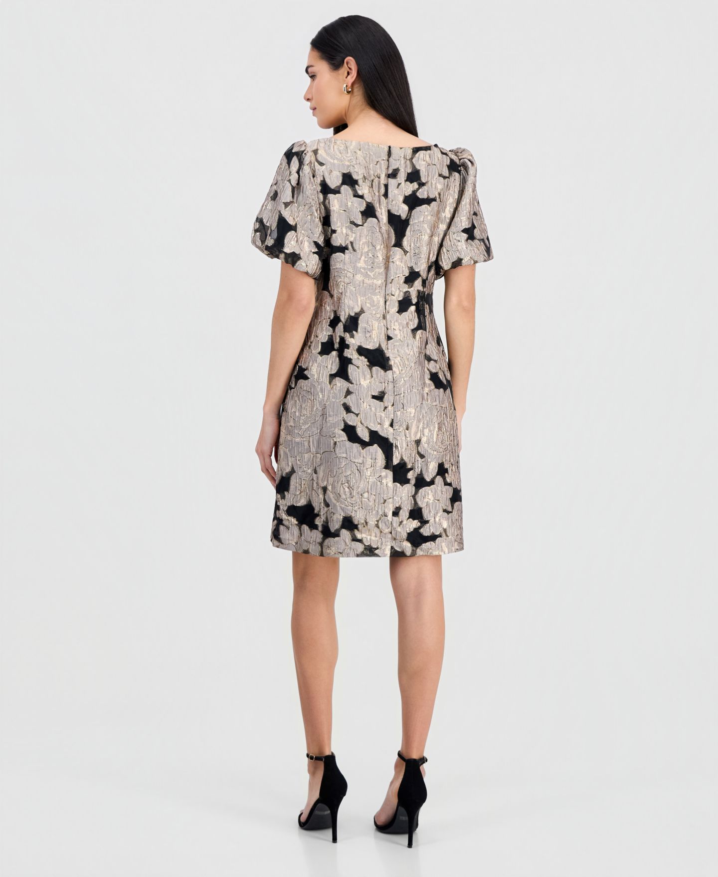 Женское платье Connected Petite Jacquard Sheath, цвет: Чёрный серо-коричневый — фото 2