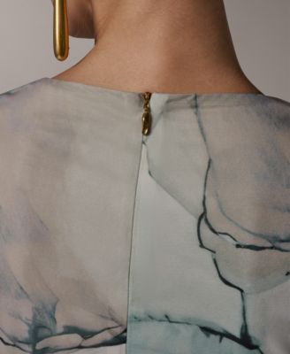 Petite Printed V-Neck Midi Dress