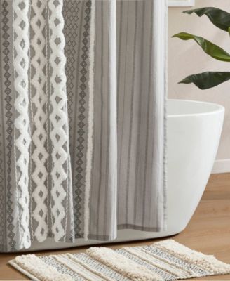Imani Stripe Cotton Chenille Shower Curtain, 72" x 72"