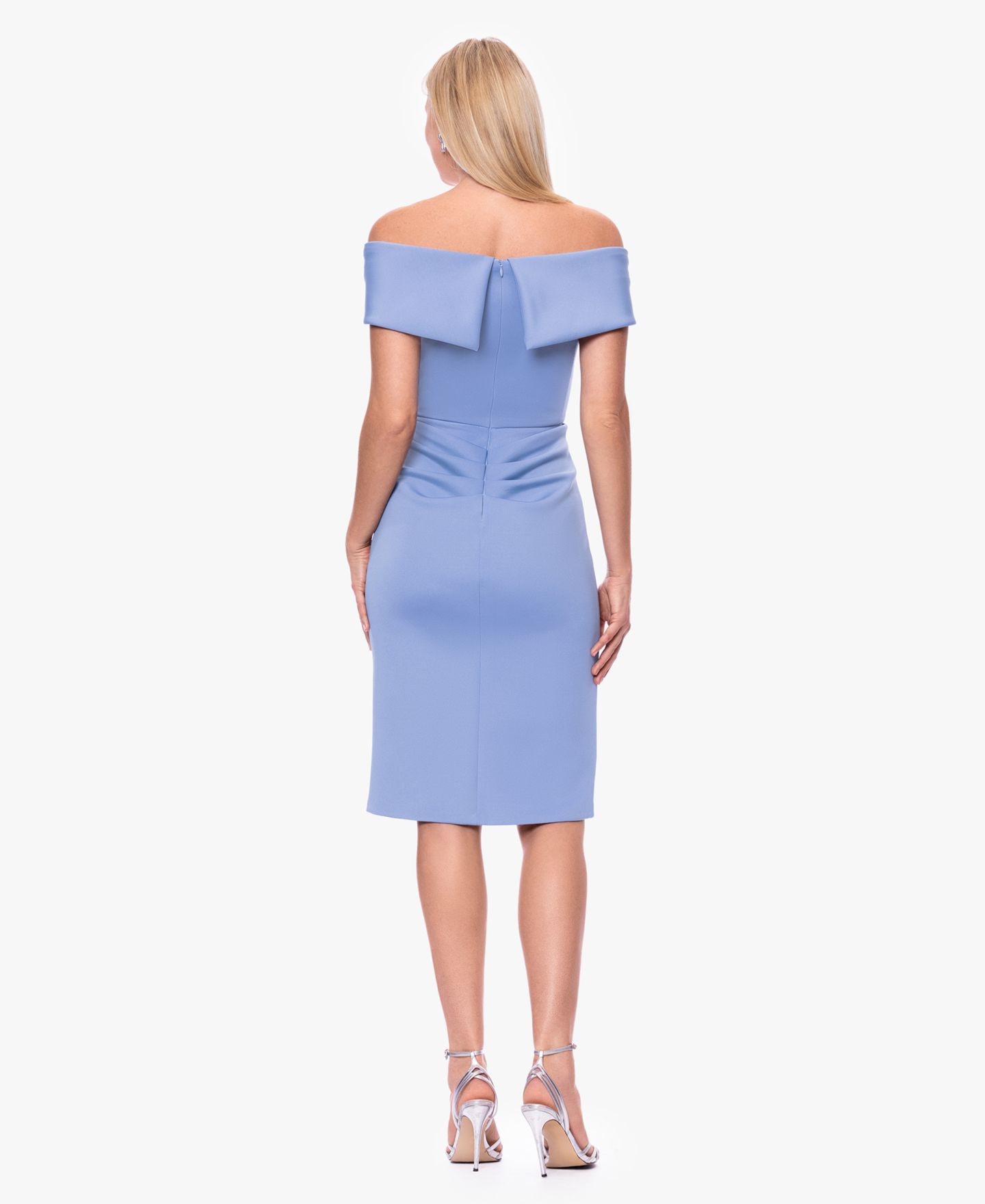 Женское платье XSCAPE Off-The-Shoulder Midi, цвет: Сланцевый — фото 4