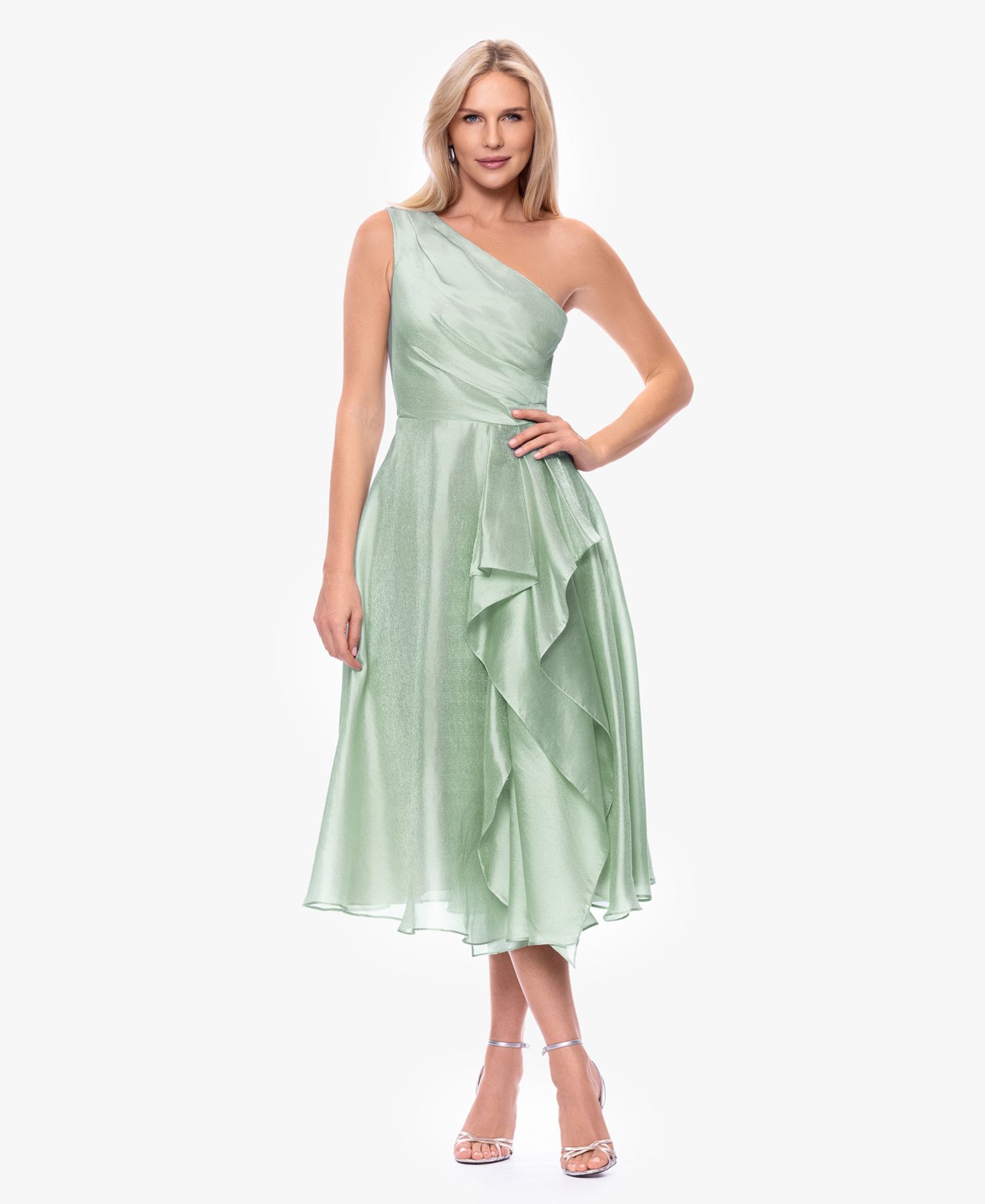 Women's One-Shoulder Sleeveless Metallic Dress