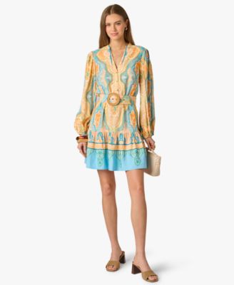 Women's V-Neck Printed Short Dress