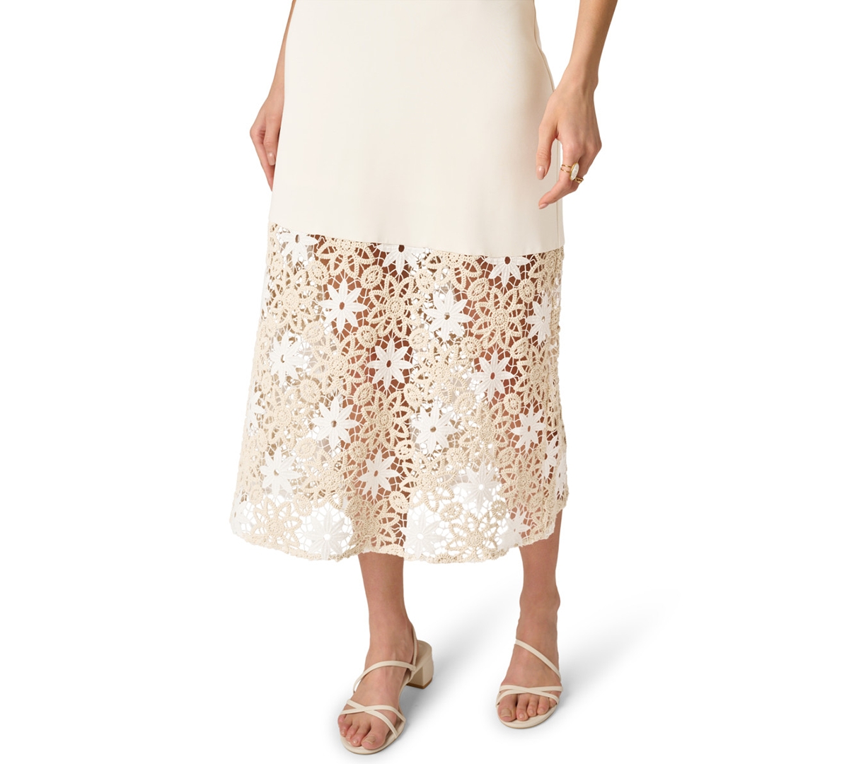 Adrianna Women's V-Neck Crochet Midi Dress