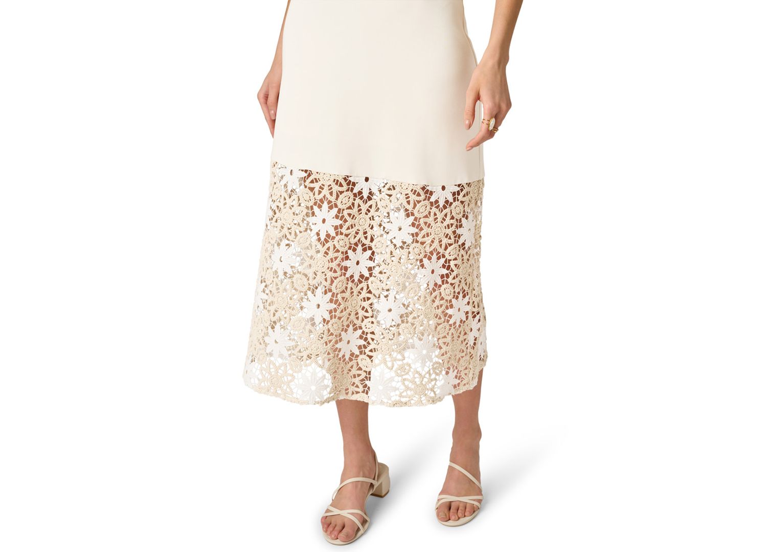 Women's V-Neck Crochet Midi Dress