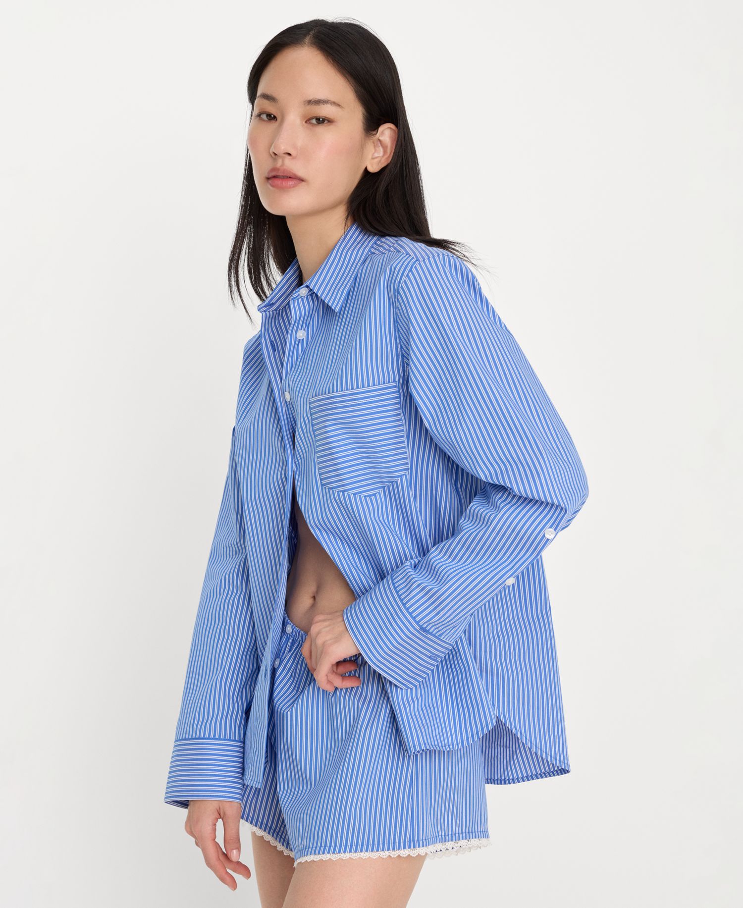 Women's Classic Boxy Shirt With Sleeveless Cami Top and Lace-Trimmed Boxer Shorts, Regular and Plus Size