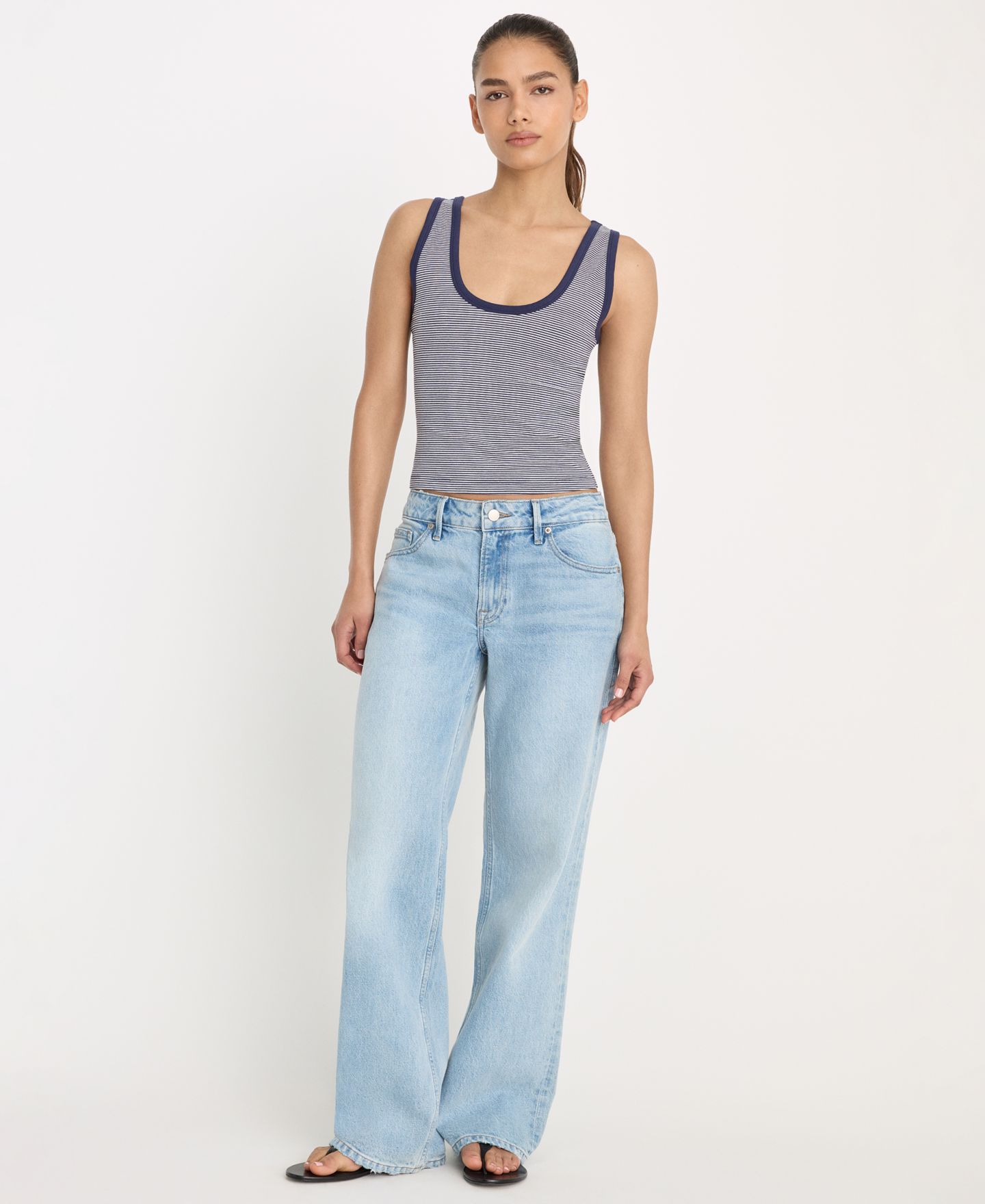 Женский топ Good American Scoop Neck, Regular & Plus Size, цвет: Синий — фото 4