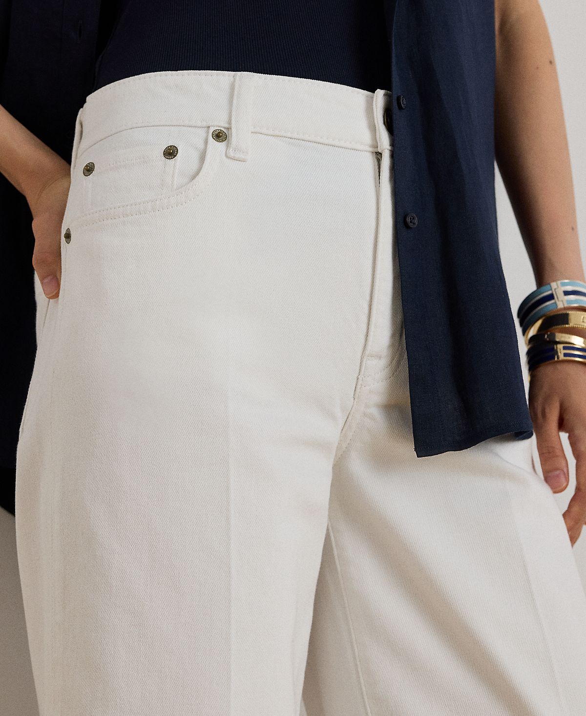 Lauren Ralph Lauren Women's High-Rise Wide-Leg Cropped Jeans view 4 — MAYCSS fashion products