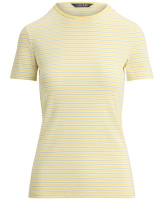Petite Striped Rib-Knit Stretch Crewneck T-Shirt