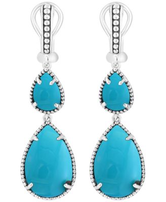 Turquoise Drop Earrings in Gold Over Sterling Silver