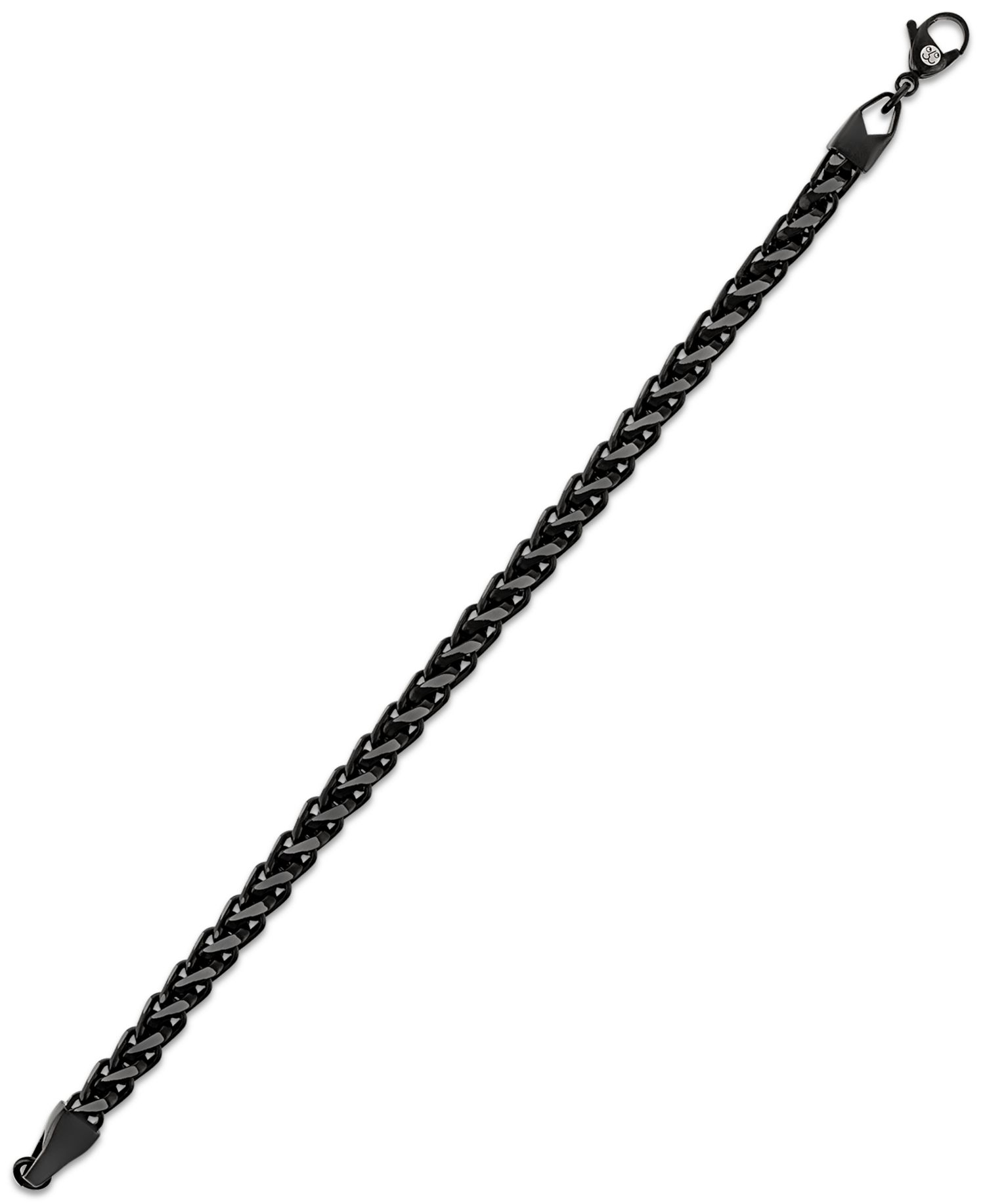 Black and Silver Wheat Chain Bracelet in Stainless Steel