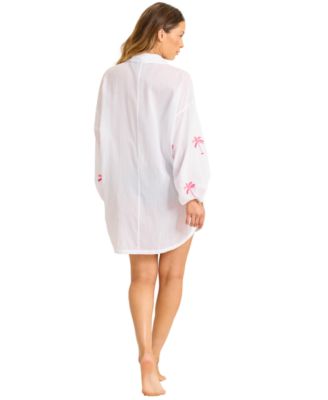 Women's Palm Embroidered Button Front Shirt