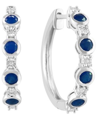 Tanzanite (5/8 ct. t.w.) & Diamond (1/20 ct. t.w.) Earrings in Sterling Silver (Also Available in Emerald & Multi-Sapphire)