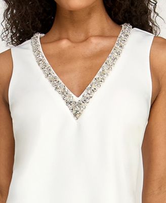 Juniors' Embellished V-Neck Sleeveless Dress