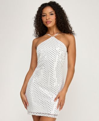 Juniors' Halter Neck Mini Dress