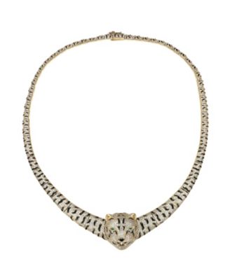 Glamorous 14K Gold Plated Leopard Statement Necklace