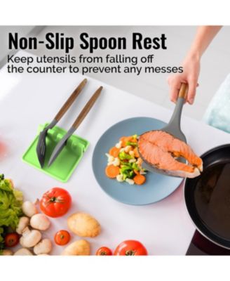 Silicone Kitchen Utensil Rest with Drip Pad for Multiple Utensils