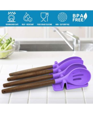 Silicone Kitchen Utensil Rest with Drip Pad for Multiple Utensils