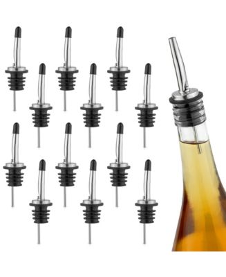 12 Pack Stainless Steel Liquor Pourers with Rubber Dust Caps - Macy's