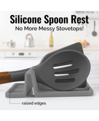 Silicone Utensil Rest with Drip Pad for Multiple Utensils