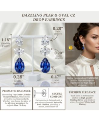 Dazzling White Gold Plated Pear & Oval CZ Drop Earrings