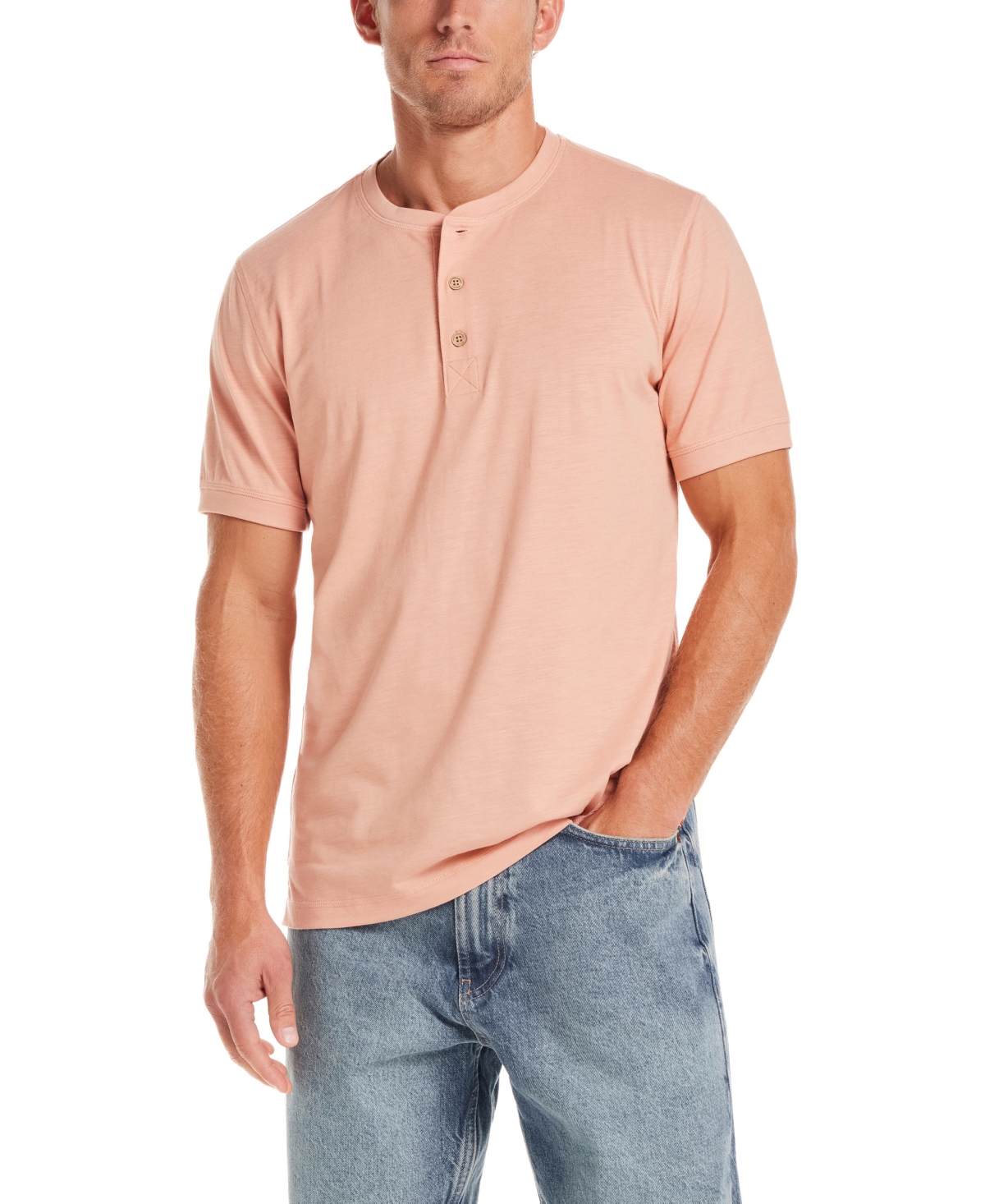 Weatherproof Vintage Men's Short Sleeve Melange Henley Shirt
