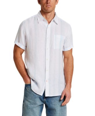 Men's Regular-Fit Button-Down 100% Linen Stripe Shirt