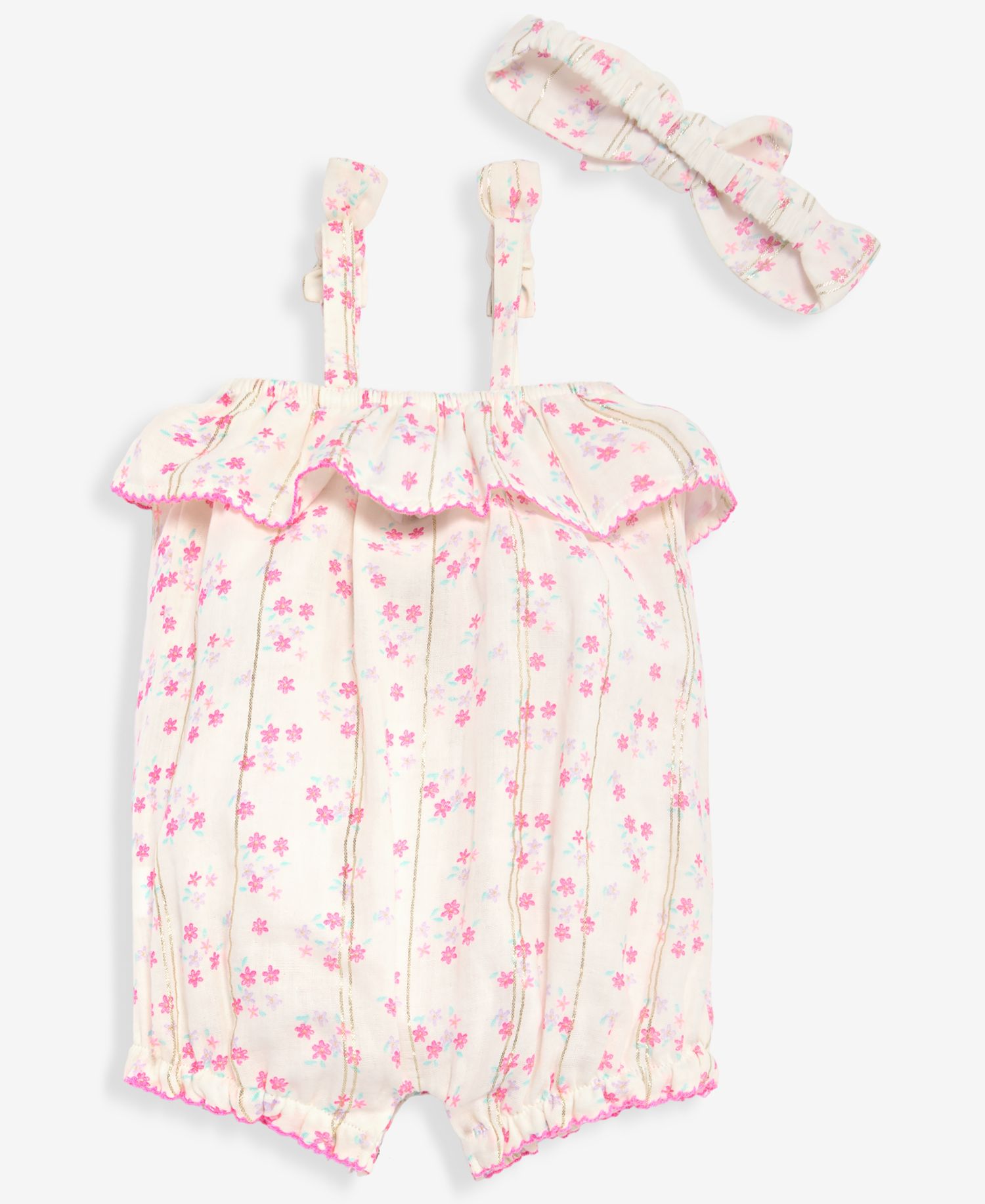 Baby Girls' 3M-24M Floral Romper & Headband, 2-Piece Set