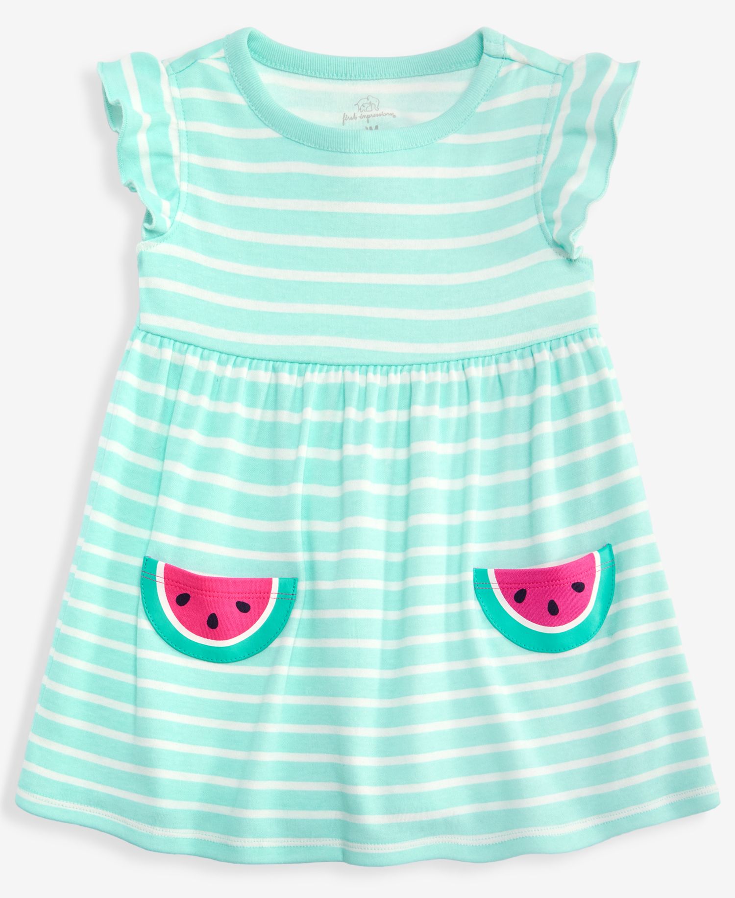 Baby Girls' 0M-24M Striped Watermelon-Pocket Dress