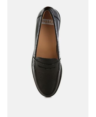 Rag and Co Womens Clotilda Perforated Low Heel Loafers