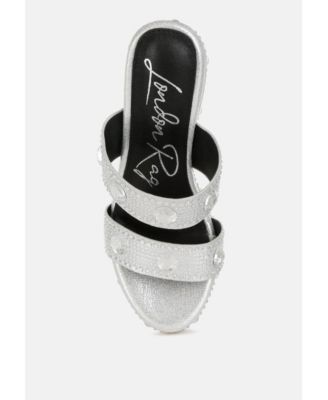 Womens Iki Diki Rhinestone and Diamante Wedge Sandals