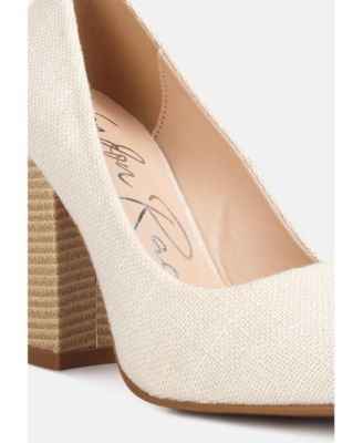 Womens Elsie Canvas Block Heel Pumps