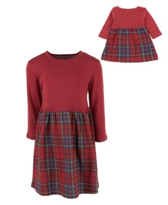 Toddler Girls Matching Doll 100% Cotton Long Sleeve Skirt Dress