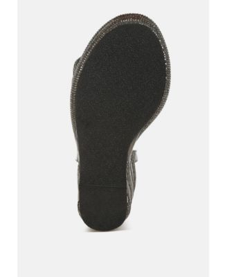 Womens My Bliss Rhinestone Studded Wedge Sandals