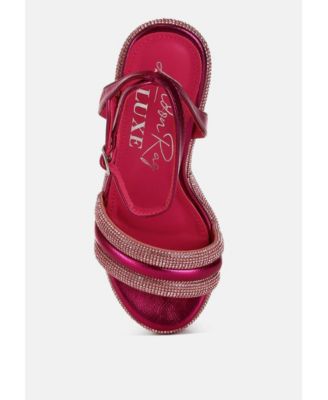 Womens My Bliss Rhinestone Studded Wedge Sandals