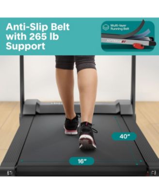 Folding Motorized Treadmill, 1.0 HP Running Machine with 12 Preset Programs, 6.0 MPH Max Speed, 3" LCD Display