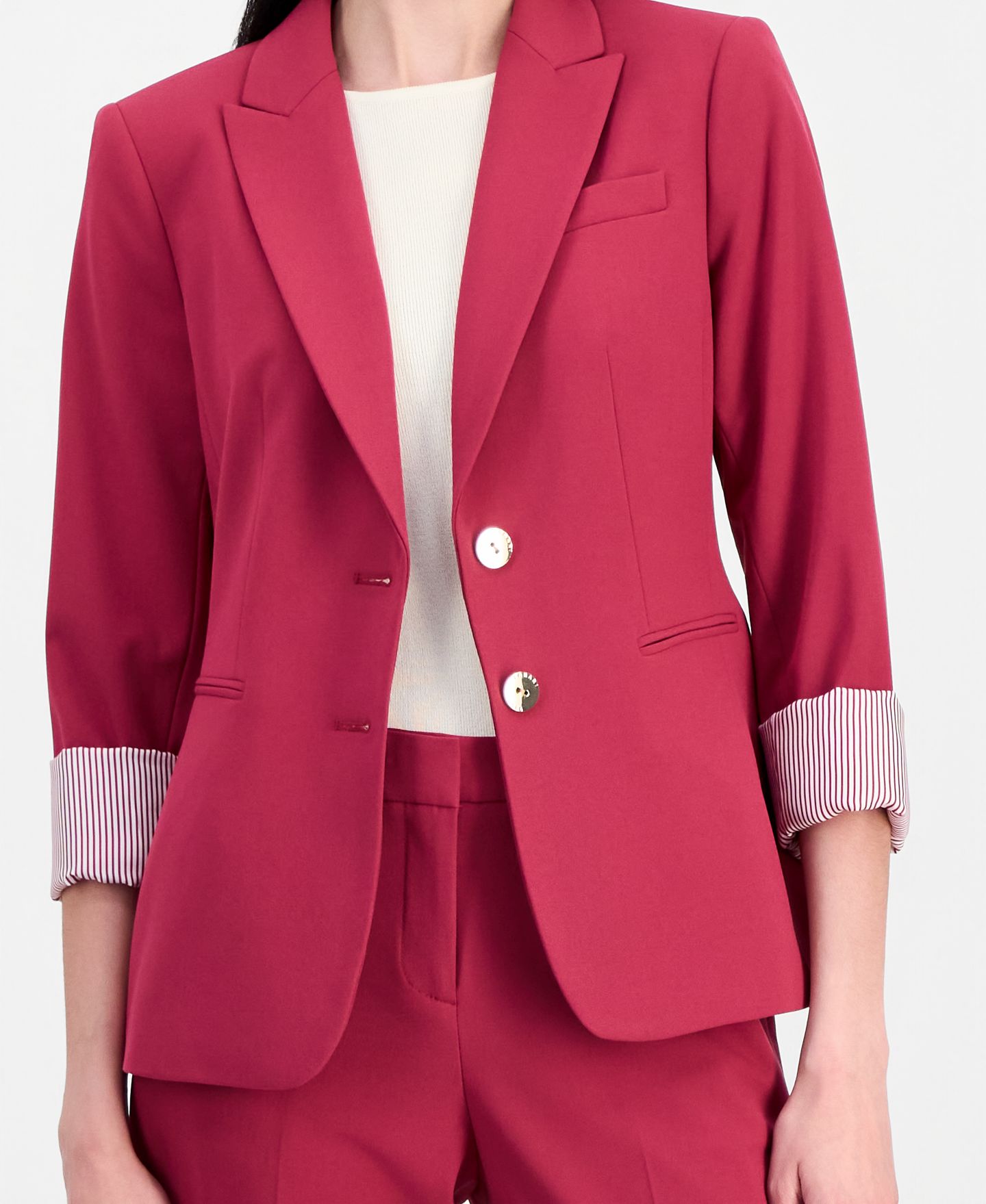 Женский пиджак Tahari ASL Two-Button Peak-Lapel Blazer, цвет: Ягодный — фото 3